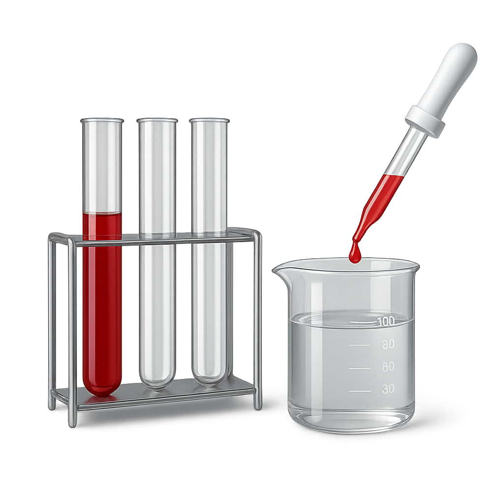 Stylized illustration of blood samples being analyzed in a lab setting